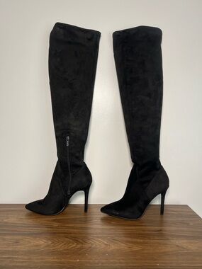 Jessica Simpson Over-the-Knee Black Suede Stiletto Boots